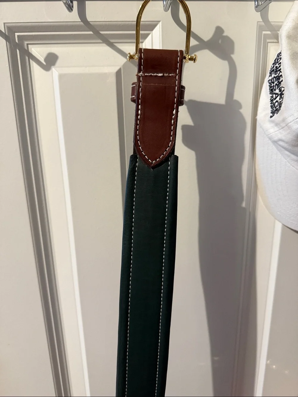Brand new! Leather Show Belt with Gold Stirrup Buckle - Brown